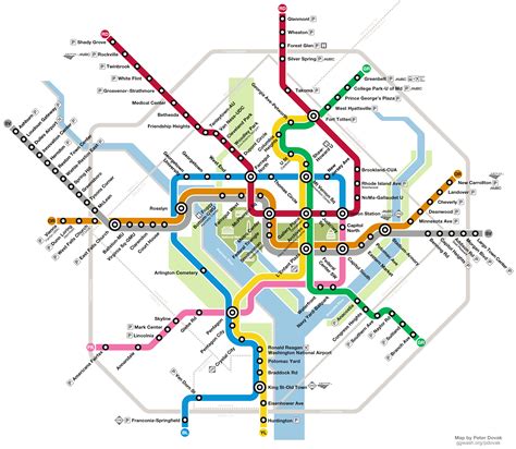 Conceptual Wmata Map By Peter Dovak Expanded Dc Metro System With New