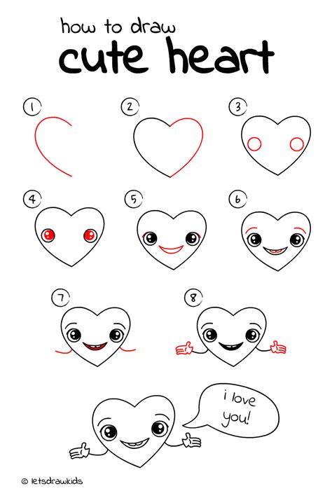 How to draw a cute puppy. How to draw Cute Heart. Easy drawing, step by step, perfect for kids! Let's draw kids. http ...