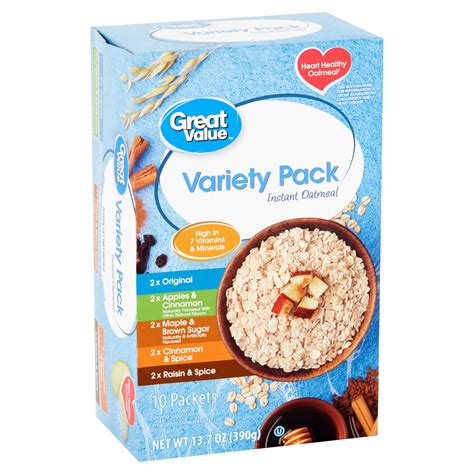 Great Value Instant Oatmeal Variety Pack 10 Count 137 Oz Walmart