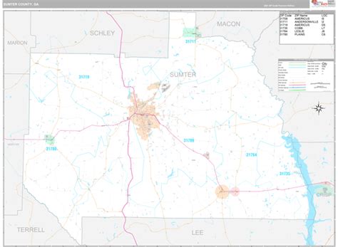 Sumter County Ga Wall Map Premium Style By Marketmaps