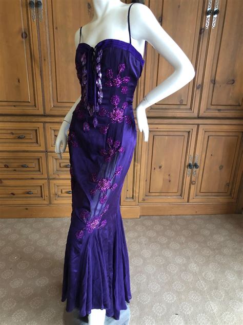 Emanuel Ungaro Amethyst Embellished Vintage Silk Evening Dress By Peter