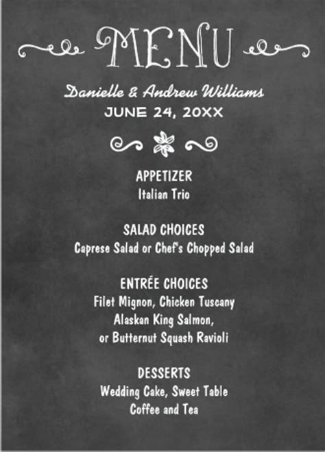 Chalkboard Free Printable Menu Template