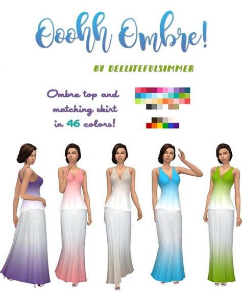 Simsworkshop Ombre Top And Skirt By Deelitefulsimmer • Sims 4