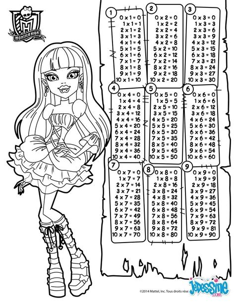 The cutest unicorn multiplication coloring pages and math worksheets to make math engaging + fun!! Multiplication Table - Monster High coloring page ...