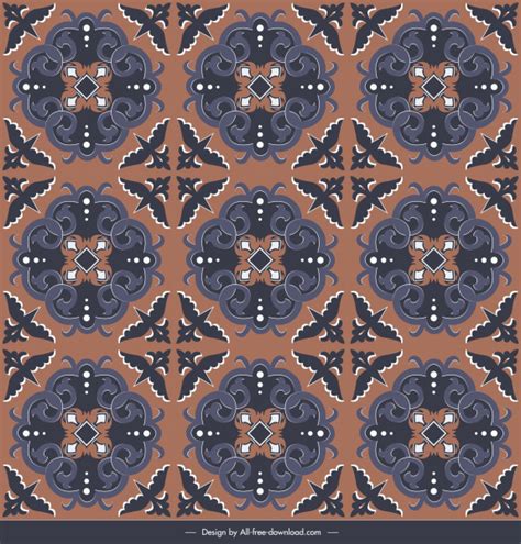 Floor Tile Pattern Template Repeating Retro Symmetric Decor Vectors