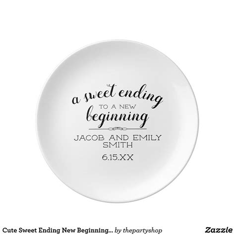 See more ideas about cute desserts, desserts, cute food. Cute Sweet Ending New Beginning Names Wedding Date Dinner Plate | Zazzle.com | Floral wedding ...