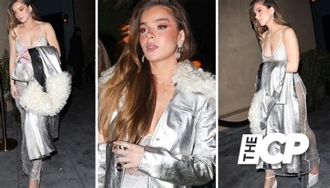 Hailee Steinfeld Shimmers In A Sheer Silver Dress She Celebrates Birthday