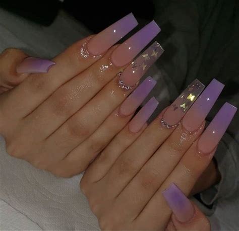 Dark Purple Gel Nails Ombre Uñas Fingertips Largas Acrylics Ilytokyo