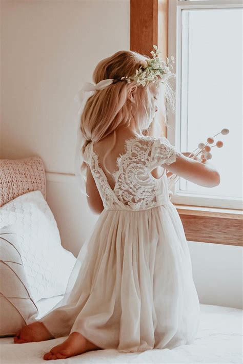 Girls Cream Flora Capped Sleeve Lace Back Dress Arabella And Rose Wedding Ideas Wedding