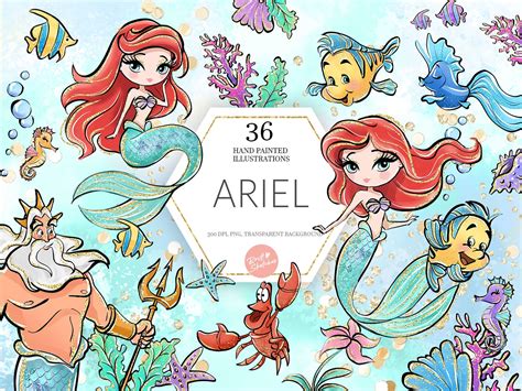 Ariel Clipart Little Mermaid Png Underwater Sebastian Etsy Denmark