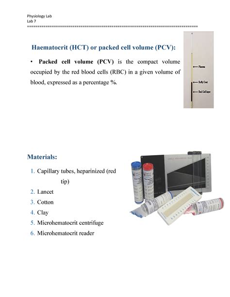 Haematocrit Hct Or Packed Cell Volume Pcv Lab Studocu