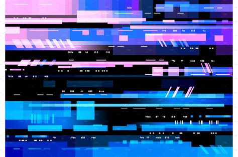 Glitch Screen With Pixels Noise Technology Illustrations ~ Creative