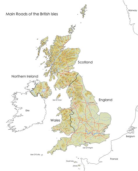 Map Of The Major Roads In Britain Britain Visitor Travel Guide To