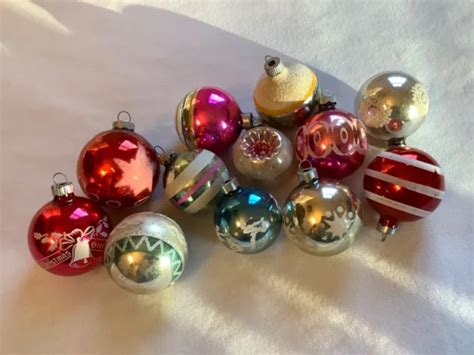Lot Vintage Christmas Ornaments Mercury Glass X Shiny Brite Usa Stencil Mica Picclick