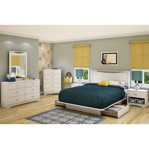 You could have a dresser and a bed in one with this design. Queen size Contemporary White Platform Bed with 2 Storage ...