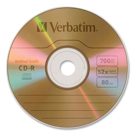 Cd R Archival Grade Recordable Disc By Verbatim Ver96319