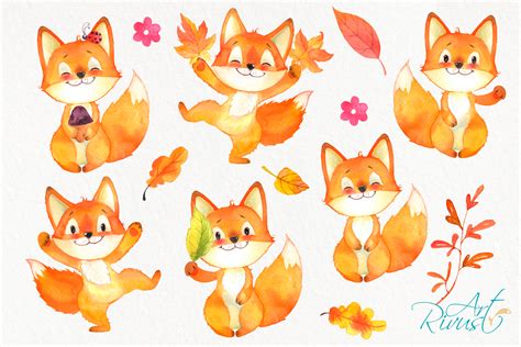 Cute Fall Watercolor Clipart Forest Baby Animals Clip Art 302360