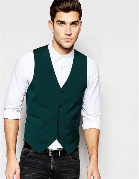 2017 Slim Waistcoat With Stretch In Green Custom Made Vest For Man S