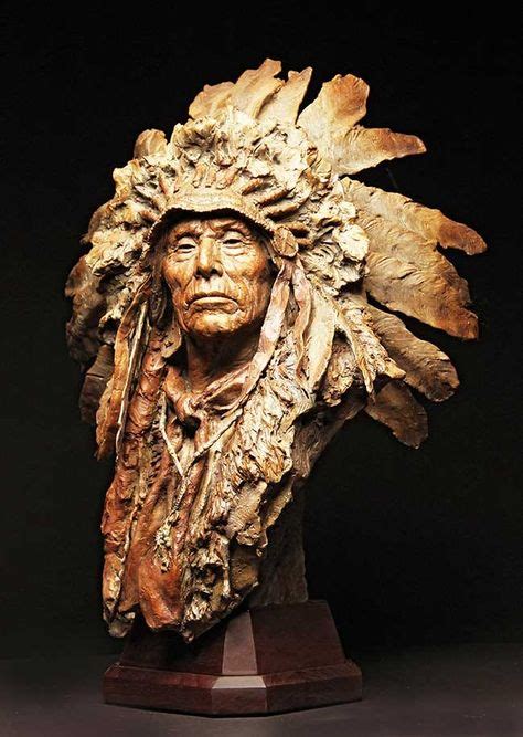 Mato Tope Four Bears Leader Of Men Bronze Wood Carving Art