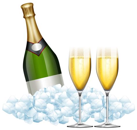 Two Glasses Of Champagne And Bottle In Ice 292550 Vector Art At Vecteezy