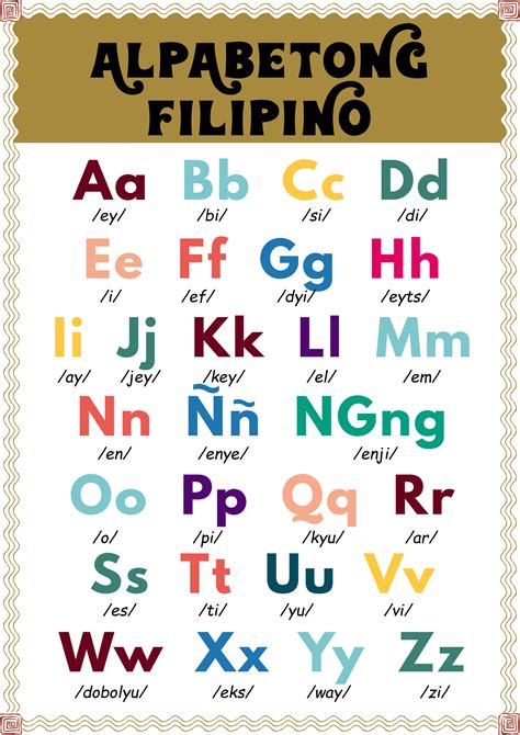 Tagalog Filipino Minimalist Laminated Educational Charts For Kids A4