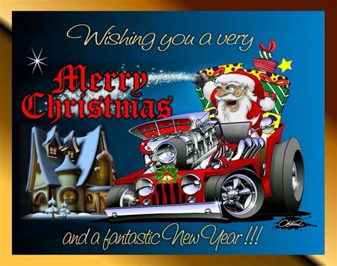 Pin By Steve Lutes On Cards With Cars Hot Rod Christmas Cards Merry