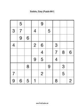 Each booklet of printable sudoku contains eight puzzles, instructions, hints and answers. Sudoku - Easy A1 Printable Puzzle