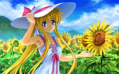 Anime Anime Girls Sunflowers Wallpapers Hd Desktop And