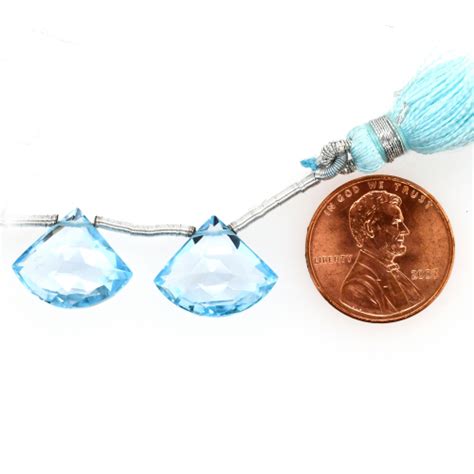 Buy Sky Blue Topaz Drops Fan Shape 13x16mm Drilled Beads Matching Pair