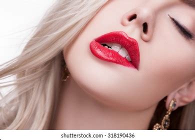 Sexy Woman Big Red Lips Sensual Stock Photo Shutterstock