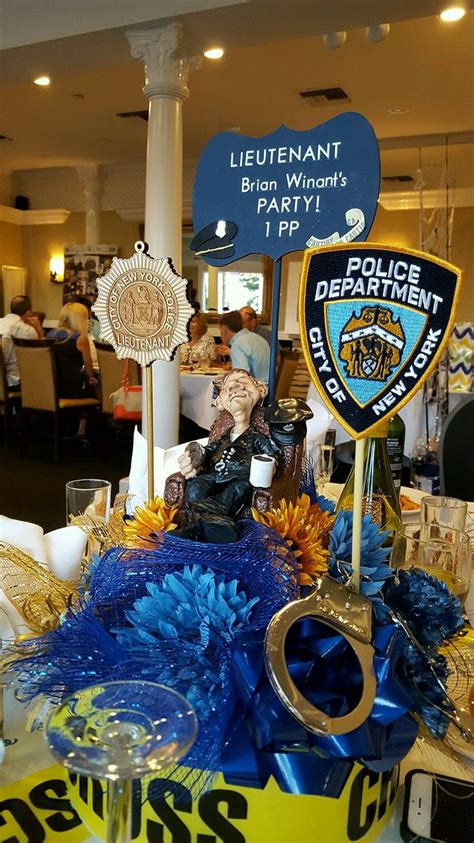 Be sure to take a peek at all the retirement party theme ideas below! NYPD retirement party centerpiece | Retirement party ...