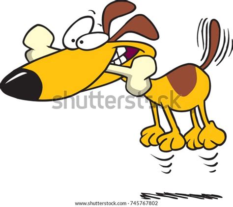 Cartoon Excited Dog Jumping Bone His Stock Vector Royalty Free