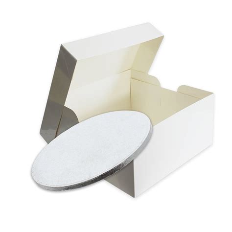 Silver Round Drum Cake Board And Matching Cake Box