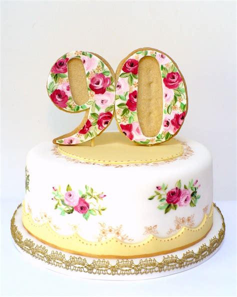 Wowzers 90th Birthday Cake To Match A Vintage Tea Set 90th Birthday