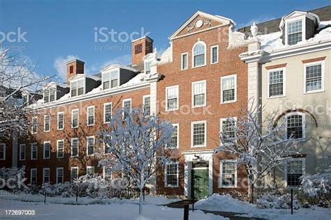 Harvard University Buildings In Winter Stock Photo Download Image Now