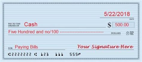 How To Right A Check For 500