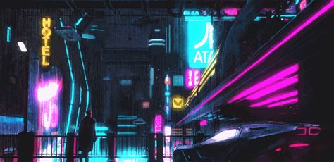 Enjoy the beautiful art of anime on your screen. 4k resolution neon wallpaper hd: Neon City Wallpaper Gif
