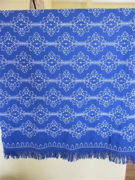 Dazzling Blue Afghan Monks Cloth Swedish Weaving Swedish Weaving