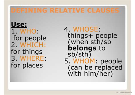 Defining And Non Defining Relativ English Esl Powerpoints