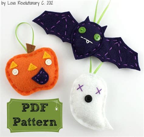 Felt Halloween Ornaments Pdf Pattern Halloween Crafts Kids Etsy