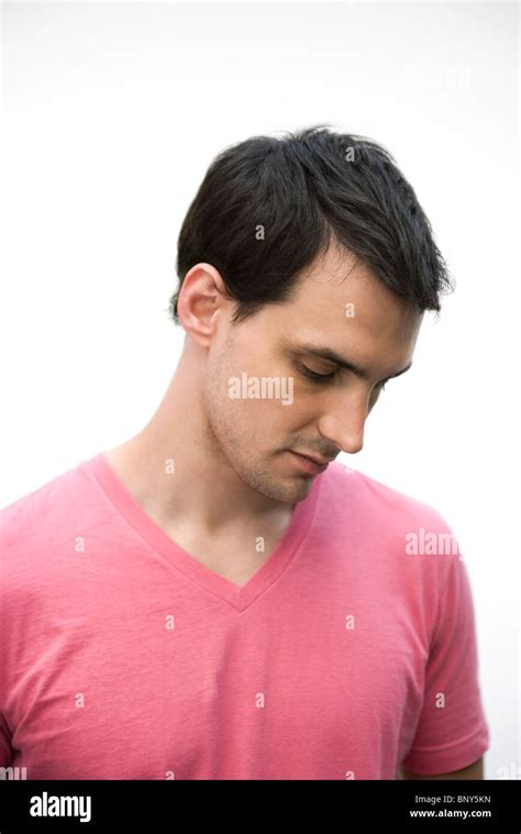 Young Man Looking Down Portrait Stock Photo Alamy
