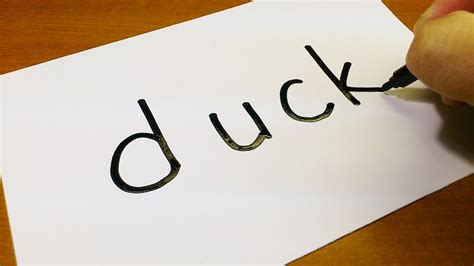 Very Easy How To Turn Words Duck Into A Cartoon How To Draw Doodle