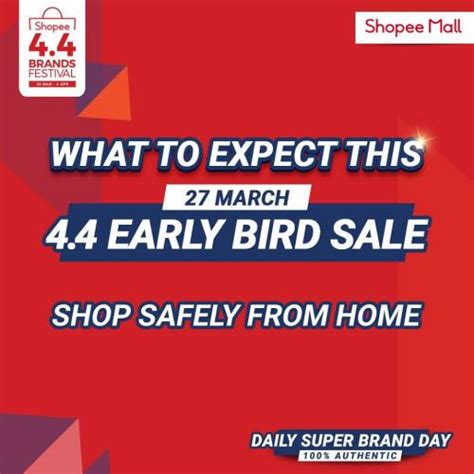 4,369 likes · 97 talking about this · 44 were here. Shopee 4.4 Early Bird Sale (27 March 2020)