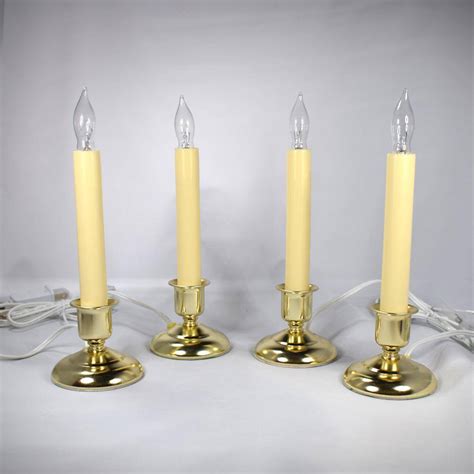 9 In Electric Christmas Candles With Brass Base Set Of 4 Cc200br4