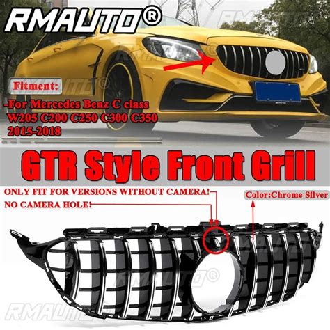W205 Amg Gt Style Grill Car Front Bumper Grille Racing Grills Body Kit