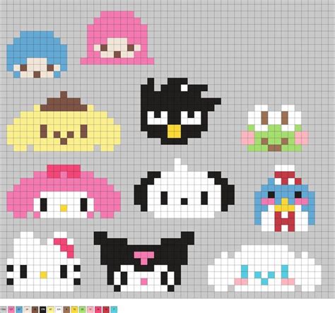 Sanrio Perler Beads Free Patterns Pixel Art Easy Pixel Art Pixel Art Grid