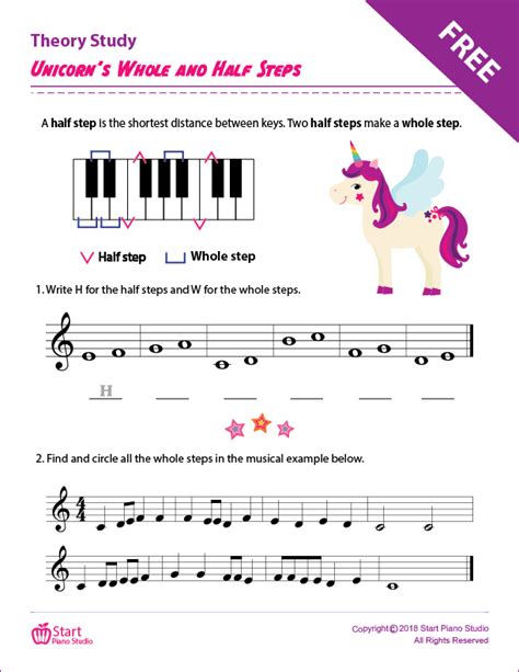 Unicorns Whole And Half Steps Theory Study Piano Heroes