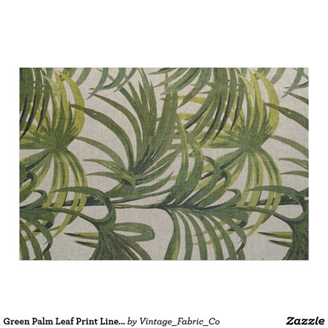 Green Palm Leaf Print Linen Fabric Printed Linen Fabric Palm Leaves