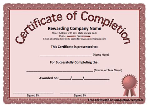Editable Certificate Of Completion Template Free Download Word Scioke