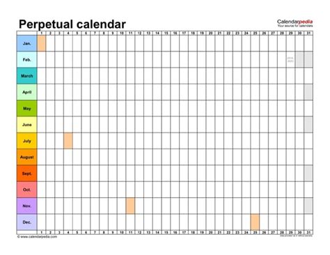 Perpetual Calendar Template